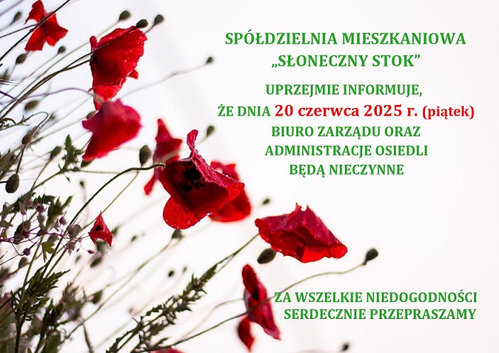OGŁOSZENIE GODZ. PRACY BOŻE CIAŁO NA STRONĘ